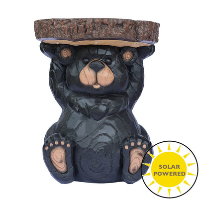 75643-B - Bear Statue Plant Stand w/Solar Light Hi-Line Gift Ltd.