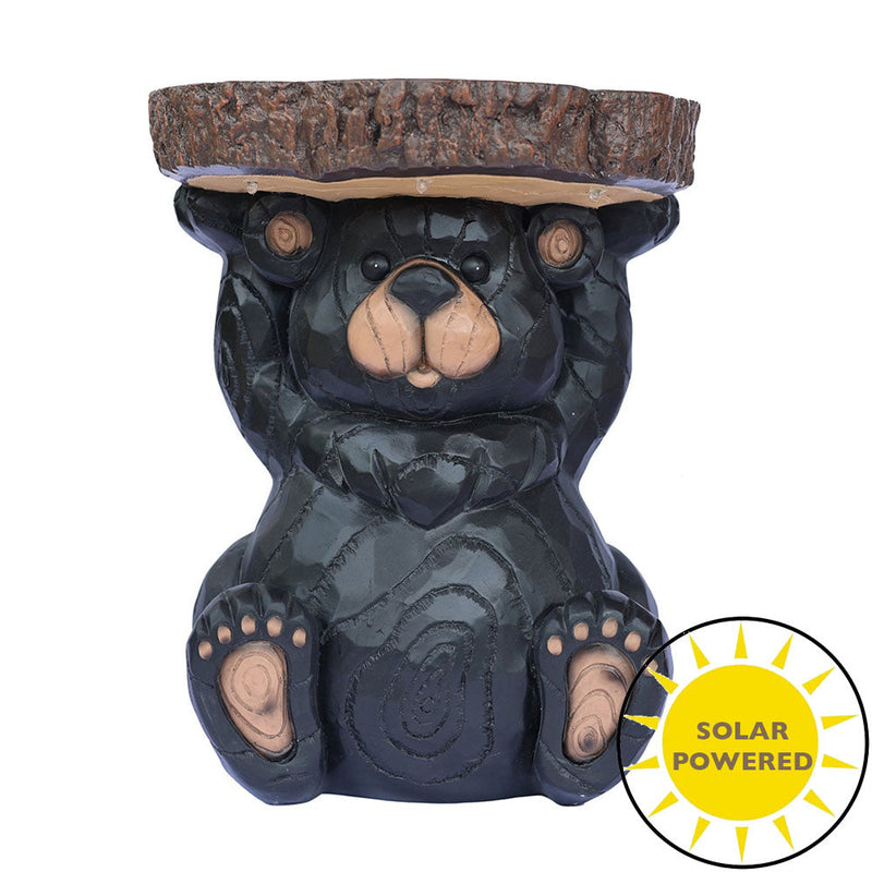 75643-B - Bear Statue Plant Stand w/Solar Light Hi-Line Gift Ltd.