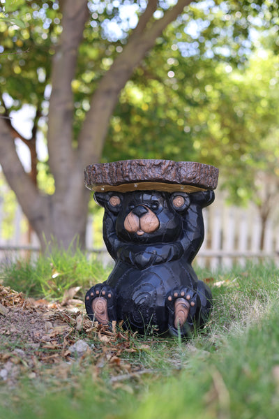 75643-B - Bear Statue Plant Stand w/Solar Light Hi-Line Gift Ltd.