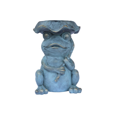 75643-C - Frog Garden Statue Plant Stand w/Solar Light Hi-Line Gift Ltd.