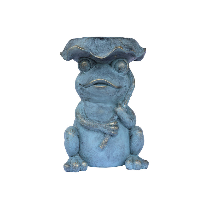 75643-C - Frog Garden Statue Plant Stand w/Solar Light Hi-Line Gift Ltd.