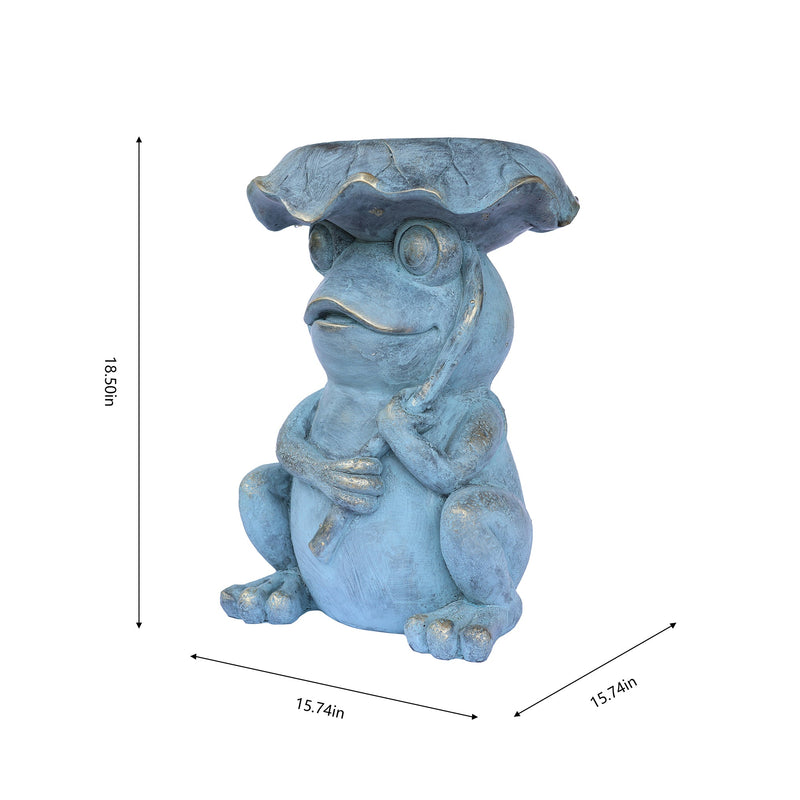 75643-C - Frog Garden Statue Plant Stand w/Solar Light Hi-Line Gift Ltd.
