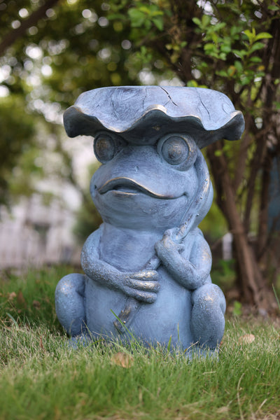 75643-C - Frog Garden Statue Plant Stand w/Solar Light Hi-Line Gift Ltd.