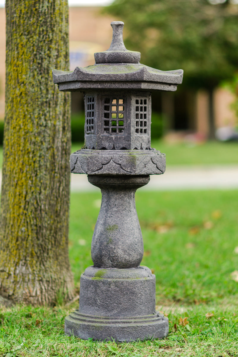 Stone Lantern - Pagoda on Pedestal HI-LINE GIFT LTD.