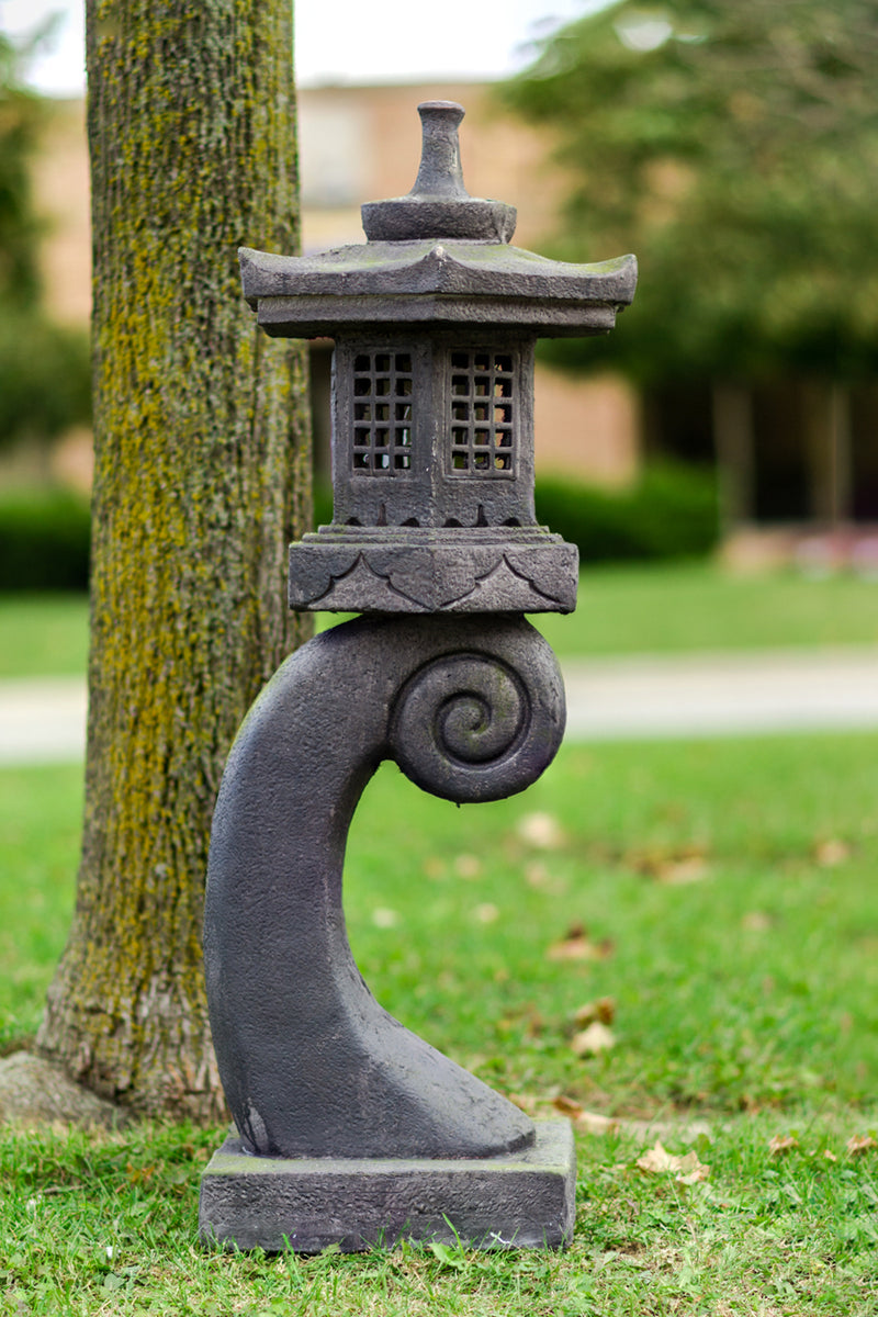 Stone Lantern - Pagoda on Curved Pedestal HI-LINE GIFT LTD.