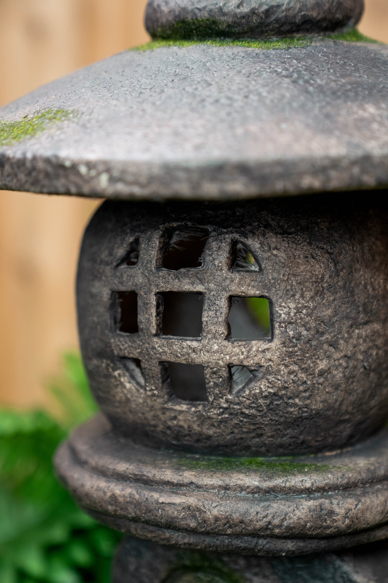 76355-H - 23In Grey Stone Pagoda Lantern Hi-Line Gift Ltd.