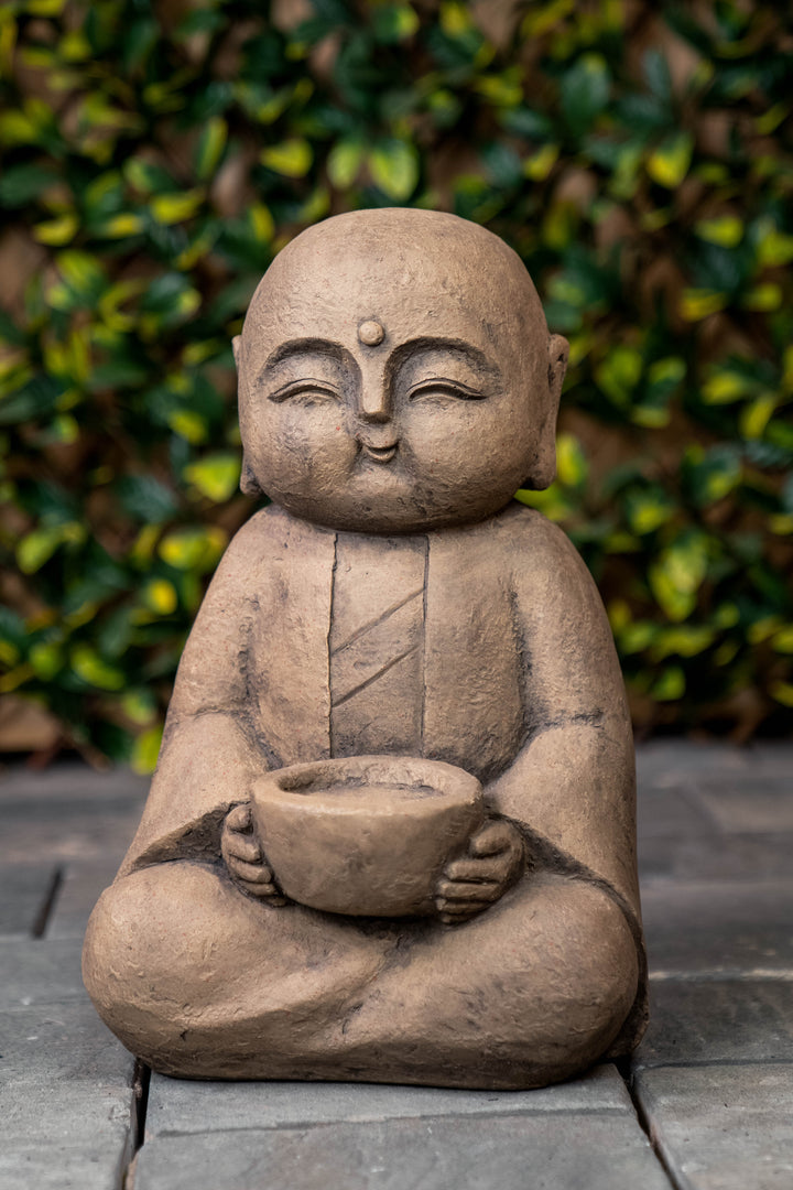 Sitting Lucky Japanese Jizo With Bowl Statue HI-LINE GIFT LTD.