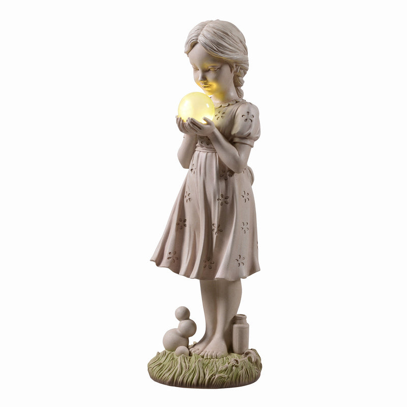 77184-B - Girl Holding Bubble Lighted Garden Statue Solar Powered LEDs Hi-Line Gift Ltd.