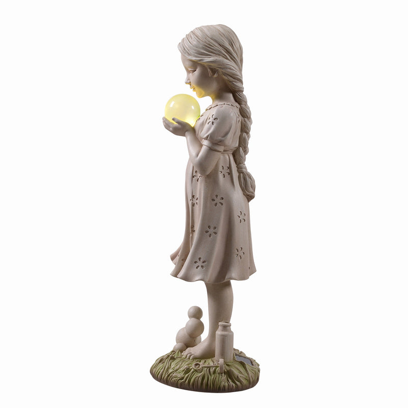 77184-B - Girl Holding Bubble Lighted Garden Statue Solar Powered LEDs Hi-Line Gift Ltd.