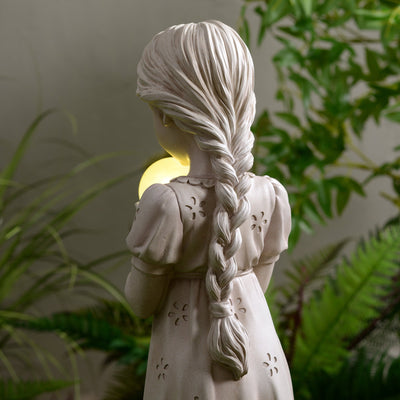 77184-B - Girl Holding Bubble Lighted Garden Statue Solar Powered LEDs Hi-Line Gift Ltd.