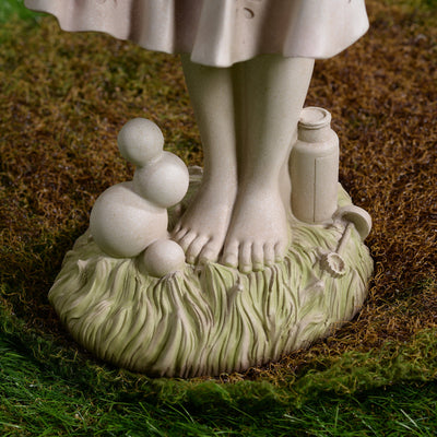77184-B - Girl Holding Bubble Lighted Garden Statue Solar Powered LEDs Hi-Line Gift Ltd.