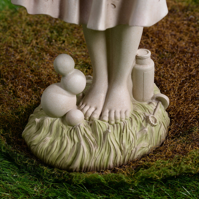 77184-B - Girl Holding Bubble Lighted Garden Statue Solar Powered LEDs Hi-Line Gift Ltd.