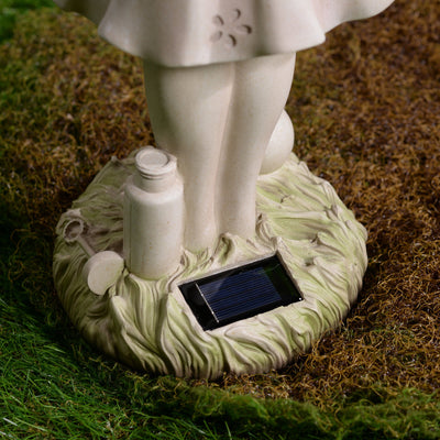 77184-B - Girl Holding Bubble Lighted Garden Statue Solar Powered LEDs Hi-Line Gift Ltd.