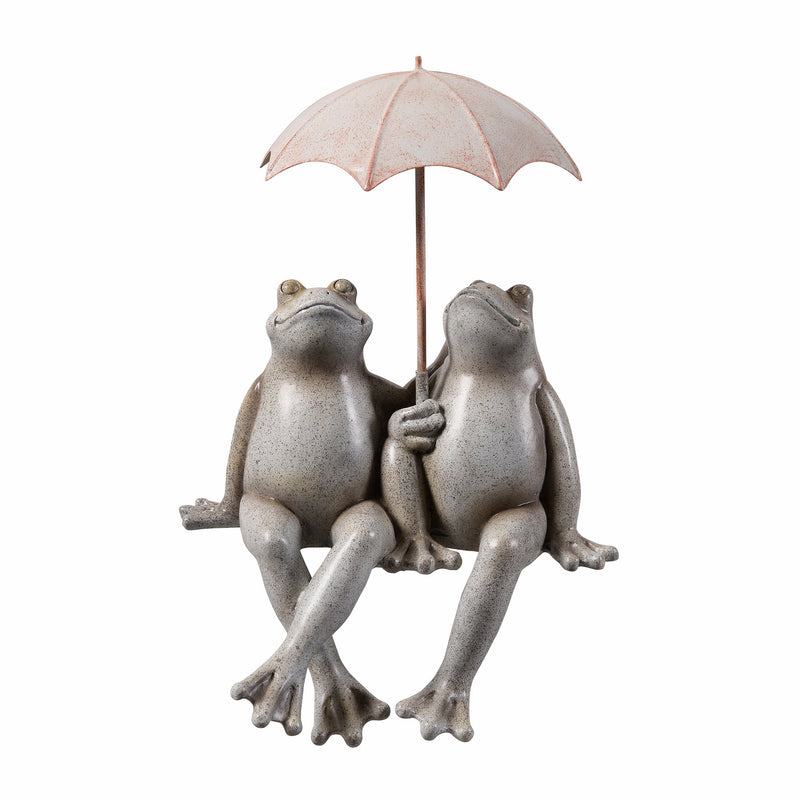 77185 - Sitting Couple Frogs W/Umbrella Garden Statue Yard Decor Hi-Line Gift Ltd.