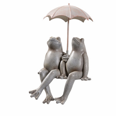 77185 - Sitting Couple Frogs W/Umbrella Garden Statue Yard Decor Hi-Line Gift Ltd.