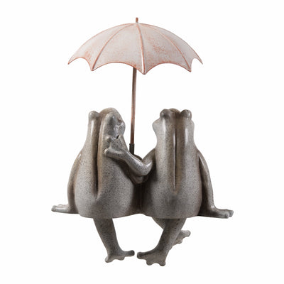 77185 - Sitting Couple Frogs W/Umbrella Garden Statue Yard Decor Hi-Line Gift Ltd.