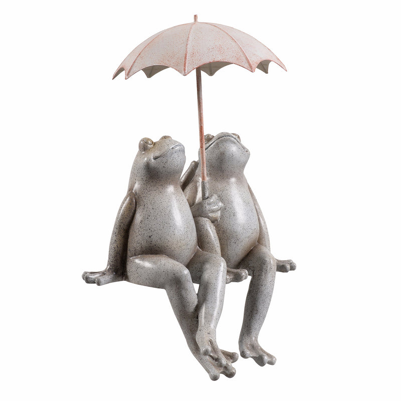77185 - Sitting Couple Frogs W/Umbrella Garden Statue Yard Decor Hi-Line Gift Ltd.
