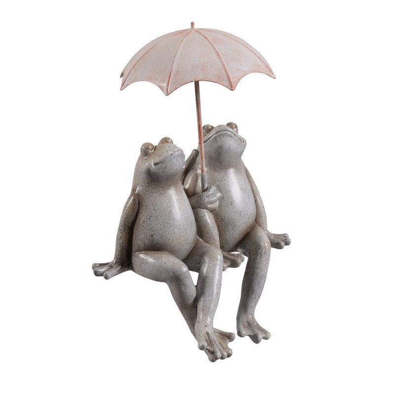 77185 - Sitting Couple Frogs W/Umbrella Garden Statue Yard Decor Hi-Line Gift Ltd.
