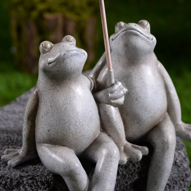 77185 - Sitting Couple Frogs W/Umbrella Garden Statue Yard Decor Hi-Line Gift Ltd.