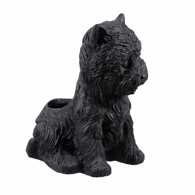 77188-BK - White Terrier Flower Planter Black Plant Pot Hi-Line Gift Ltd.