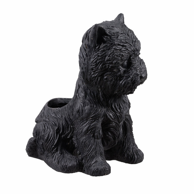 77188-BK - White Terrier Flower Planter Black Plant Pot Hi-Line Gift Ltd.