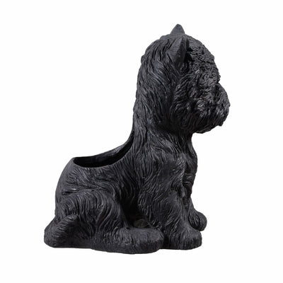 77188-BK - White Terrier Flower Planter Black Plant Pot Hi-Line Gift Ltd.
