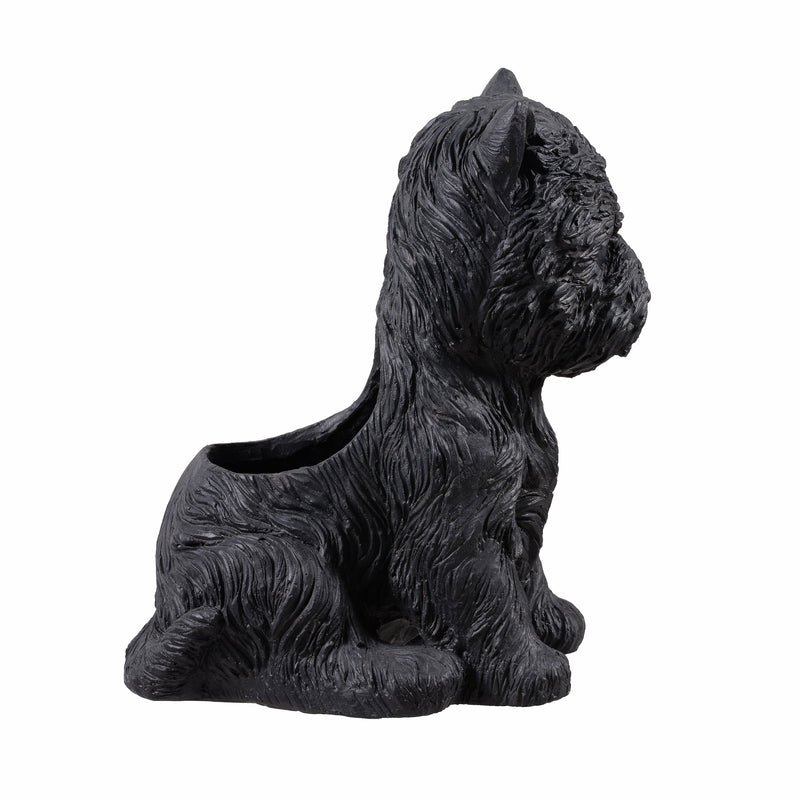 77188-BK - White Terrier Flower Planter Black Plant Pot Hi-Line Gift Ltd.