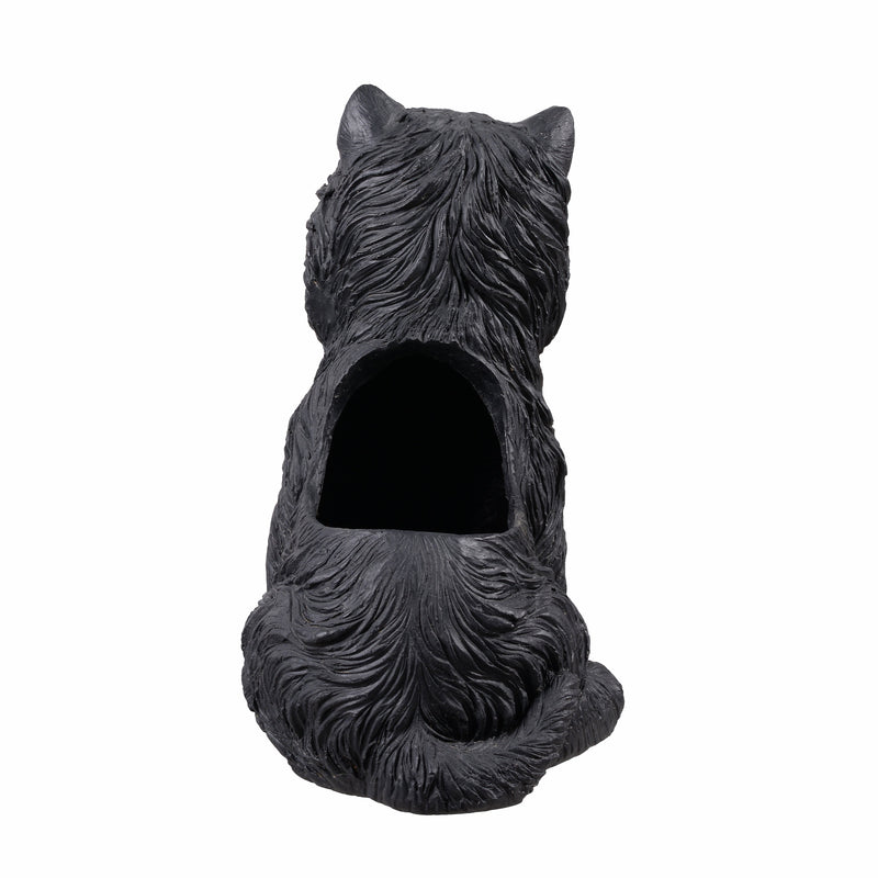 77188-BK - White Terrier Flower Planter Black Plant Pot Hi-Line Gift Ltd.