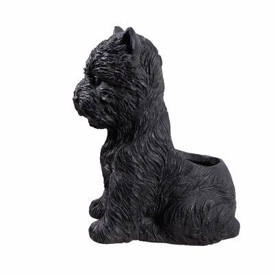 77188-BK - White Terrier Flower Planter Black Plant Pot Hi-Line Gift Ltd.