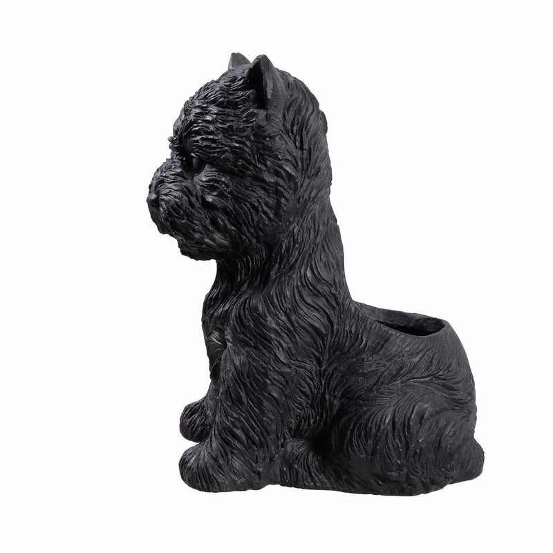 77188-BK - White Terrier Flower Planter Black Plant Pot Hi-Line Gift Ltd.