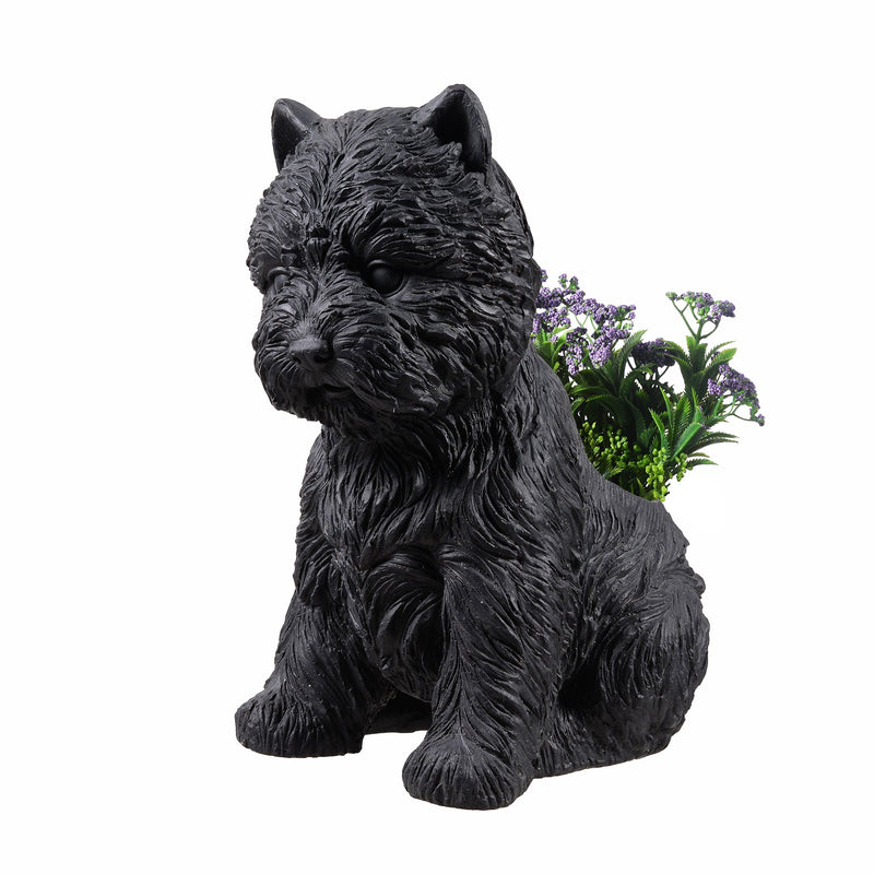77188-BK - White Terrier Flower Planter Black Plant Pot Hi-Line Gift Ltd.