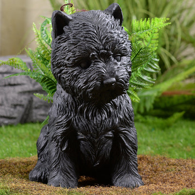 77188-BK - White Terrier Flower Planter Black Plant Pot Hi-Line Gift Ltd.