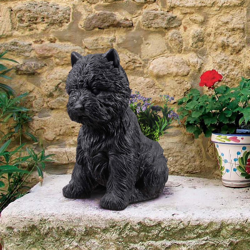 77188-BK - White Terrier Flower Planter Black Plant Pot