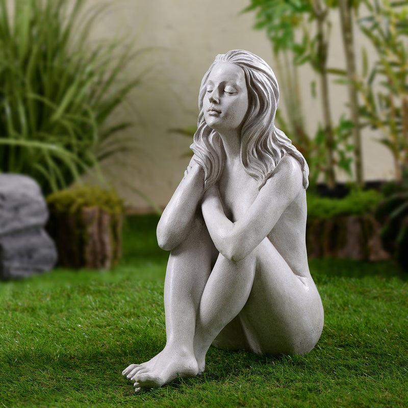 77189 - Thinking Lady Sculpture Resin Garden Statue