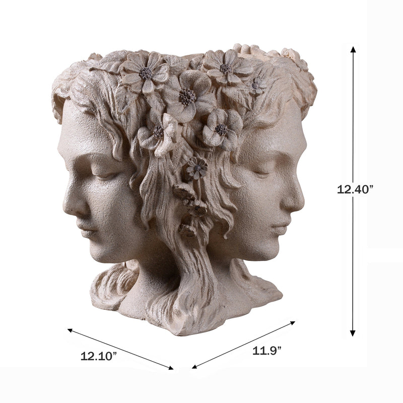 77190 - Lady Head Bust Flower Planter Plant Pot Hi-Line Gift Ltd.