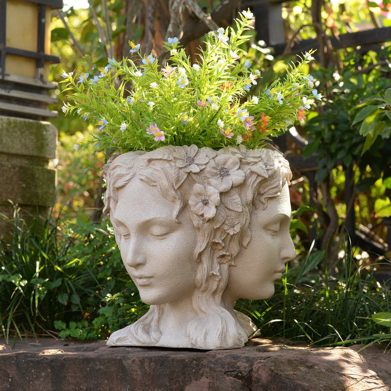 77190 - Lady Head Bust Flower Planter Plant Pot Hi-Line Gift Ltd.