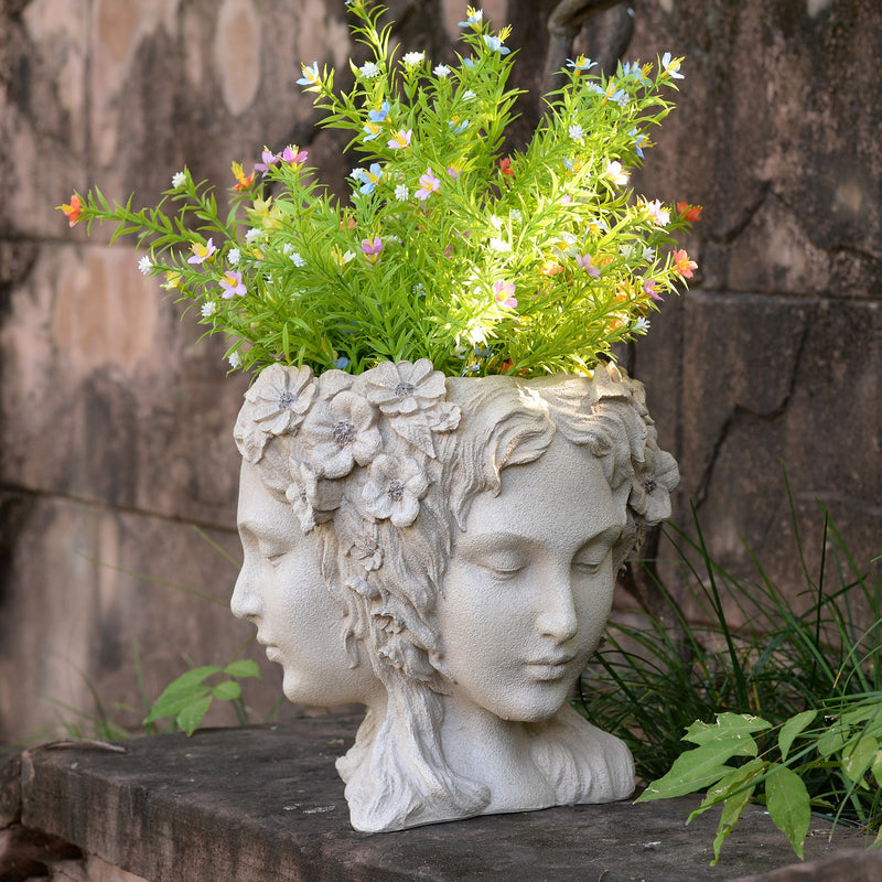 77190 - Lady Head Bust Flower Planter Plant Pot Hi-Line Gift Ltd.
