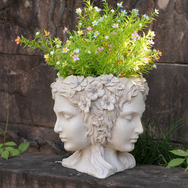 77190 - Lady Head Bust Flower Planter Plant Pot Hi-Line Gift Ltd.