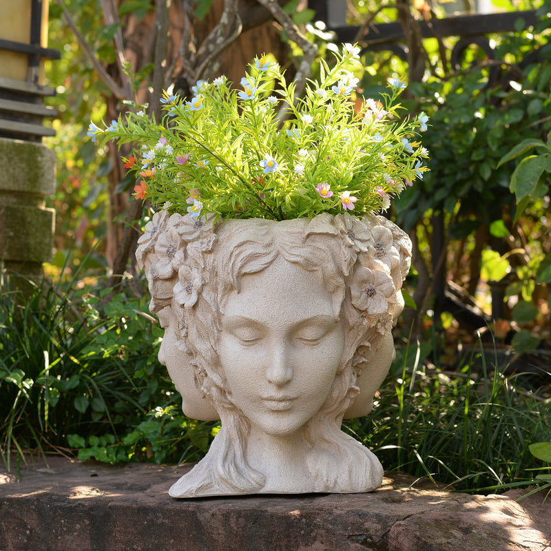 77190 - Lady Head Bust Flower Planter Plant Pot