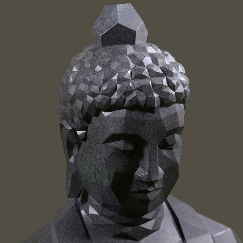 77193 - Geometric Buddha Head Garden Statue Modern Style Home Decor Hi-Line Gift Ltd.
