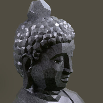 77193 - Geometric Buddha Head Garden Statue Modern Style Home Decor Hi-Line Gift Ltd.