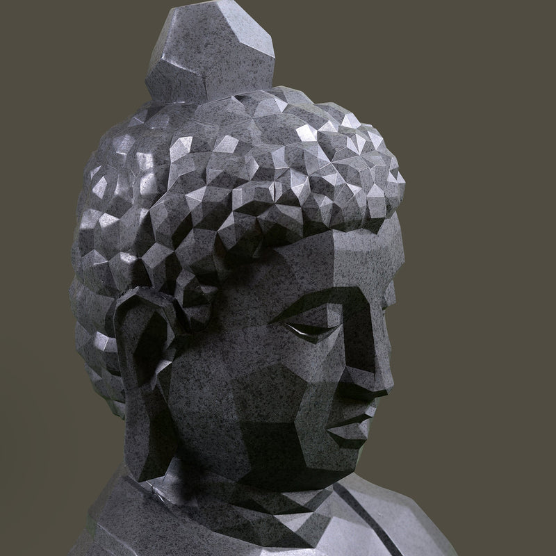 77193 - Geometric Buddha Head Garden Statue Modern Style Home Decor Hi-Line Gift Ltd.
