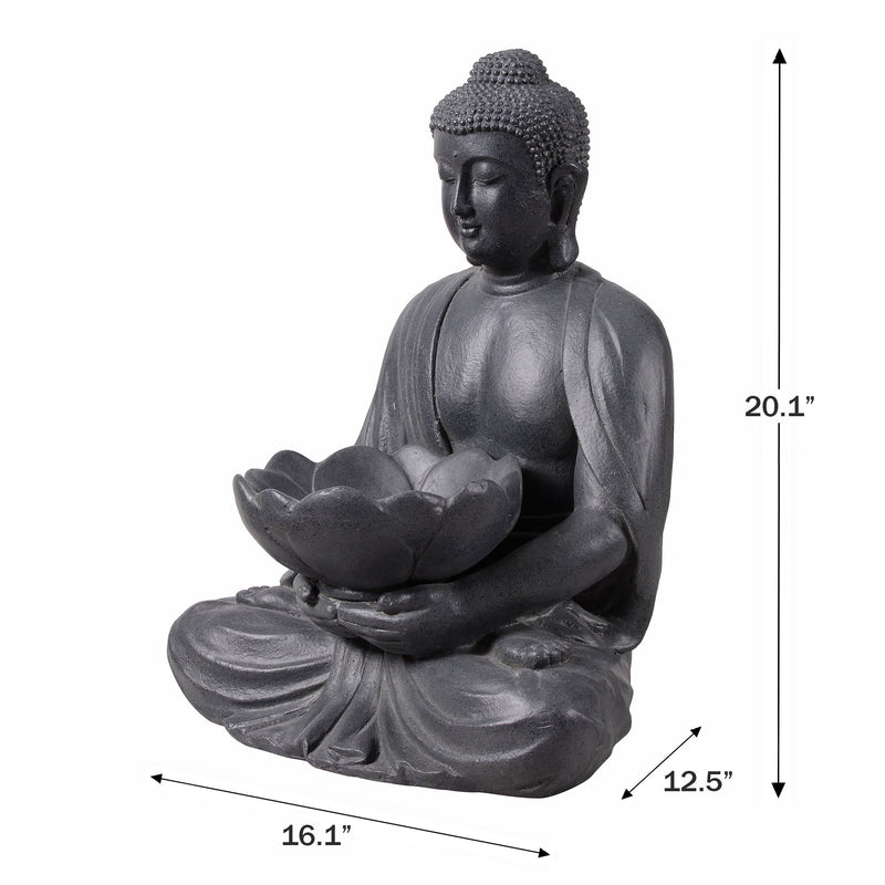 77194 - Meditating Buddha With Lotus Planter Hi-Line Gift Ltd.