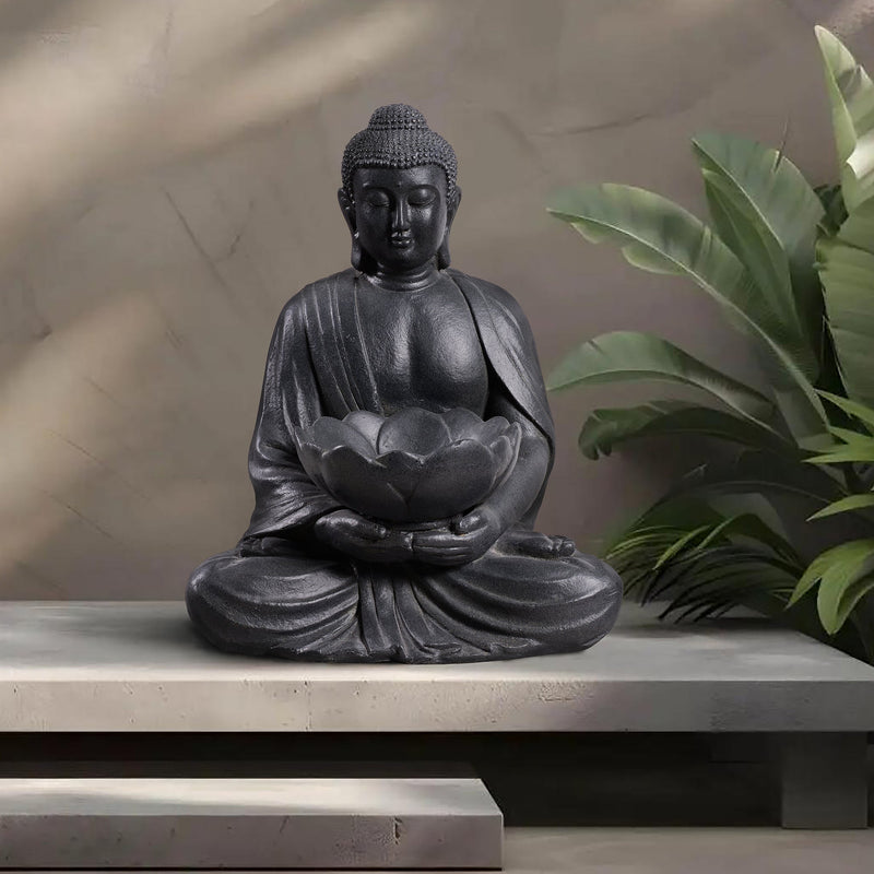 77194 - Meditating Buddha With Lotus Planter Hi-Line Gift Ltd.