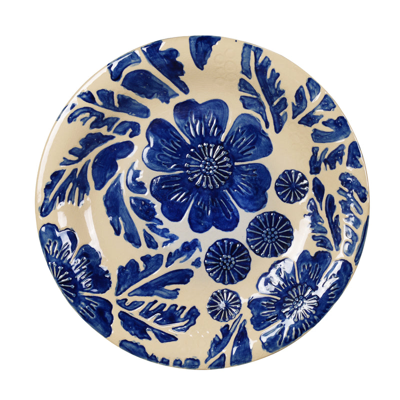 78414-01 -  Birdbath - Ceramic Tranquility in Blue & Ivory HI-LINE GIFT