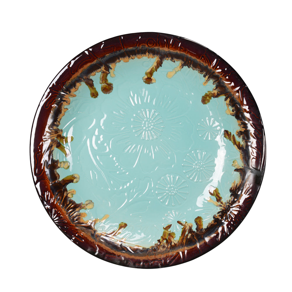 78414-02 -  Ceramic Birdbath - Tranquil Blue Oasis HI-LINE GIFT