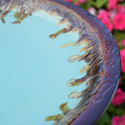 78414-02 -  Ceramic Birdbath - Tranquil Blue Oasis HI-LINE GIFT