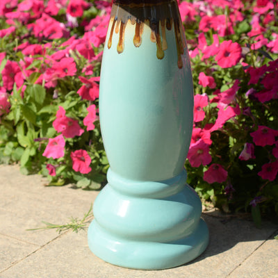 78414-02 -  Ceramic Birdbath - Tranquil Blue Oasis HI-LINE GIFT