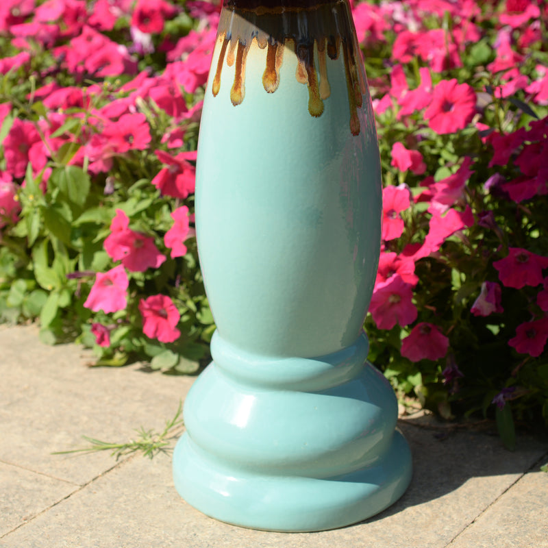 78414-02 -  Ceramic Birdbath - Tranquil Blue Oasis HI-LINE GIFT