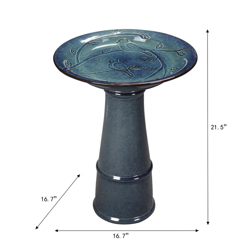 78414-03 -  Ceramic Birdbath - Ocean Blue Serenity HI-LINE GIFT